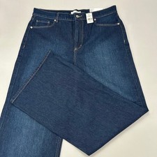 LOFT Jeans Womens 31/12 Dark Blue Wide Leg High Rise Stretch Denim Pants NWT
