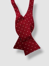 Tommy Hilfiger Men's Red Polka Dot Silk Self-Tie Bow Tie