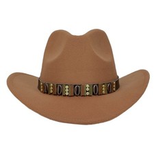 Light Brown Western Cowboy Hat Wide Brim Ranch Rodeo Cowgirl Festival Boho Hat