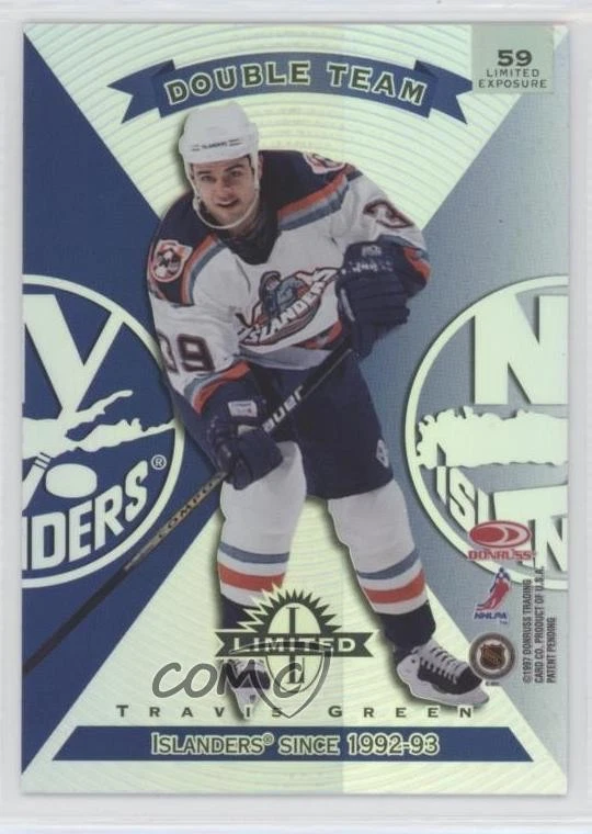 1997-98 Donruss Limited Double Team Exposure Eric Fichaud Travis Green #59 - Image 2 of 2