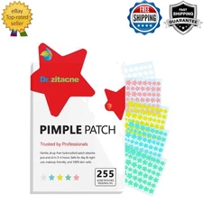 Pimple Patches for Face, 255 Pcs in 5 Sizes & Colors, Hydrocolloid Acne Treatmen