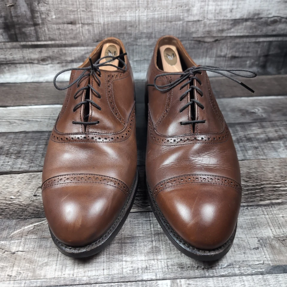 Zapato de vestir Allen Edmonds Van Ness para hombre talla 9,5 3E cuero marrón nogal EE. UU. Foto 4 de 4