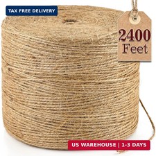 Natural Jute Twine 2400FT   Strong Brown Garden Rope for Crafts  Packing Decor
