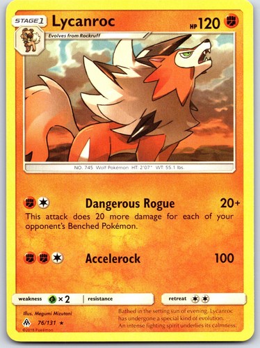 Lycanroc 76/131 Non Holo SM - Forbidden Light Pokemon 2018 Megumi Mizutani NM