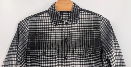 AllSaints Bronxville Shacket XXL Jacket Shirt Black Check Relaxed Fit Winter - Picture 2 of 10