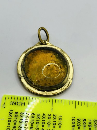 Vintage Rafael Canada Brass And Amber Round Pendant Brutalist **READ - Picture 3 of 4