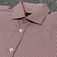 Z ZEGNA ERMENEGILDO ZEGNA Mens Long Sleeve Dress Shirt Red Checkered 42 16 1/2