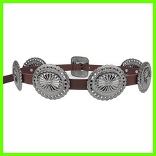 Womens Western-Cowboy-Disc-Belt Boho Wide Disk Concho Country Waist Belts for...