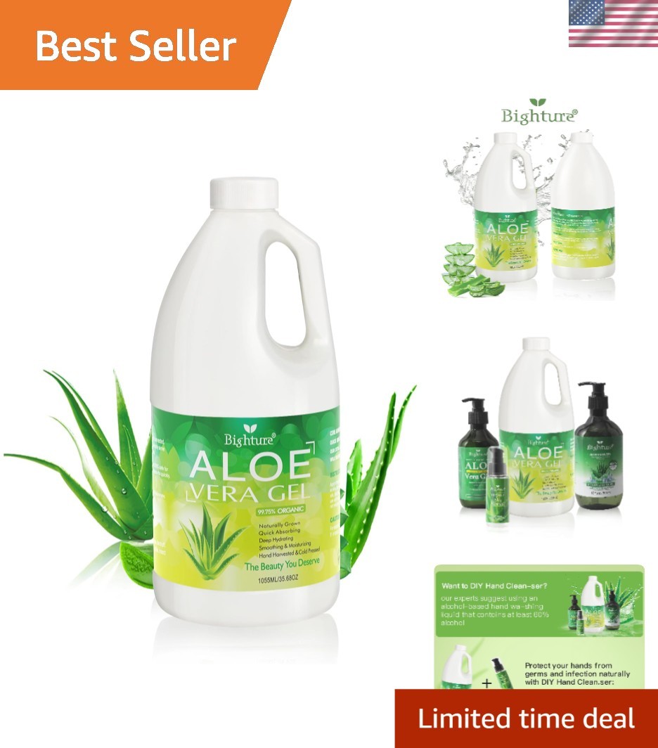 Cold-Pressed Aloe Vera Gel - Sunburn Relief & After Shave, Family Pack 33.8 Oz