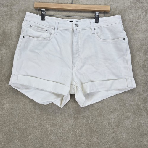 Pantaloncini corti da donna in denim bianco con polsini Free Assembly taglia 16, cucitura interna 3,5"