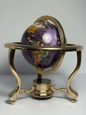 Purple Gemstone World Globe with Compass 