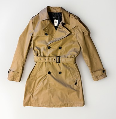 Coach New York Rain Coat Leather Trim Trench Coat Color Beige Size Small NWT