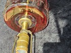 Rare Vtg Clear And Iridescent Cranberry Red Flash Glass Lamp Reticulated Base — photo 5