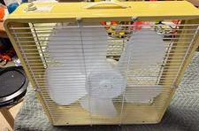 Vintage Eskimo  Metal Box Fan 2 Speed Model 201098   Yellow 20”