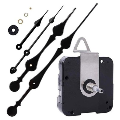 High Torque Clock Movement with 11-1/8in Spade Hands 7/8in Shaft Black