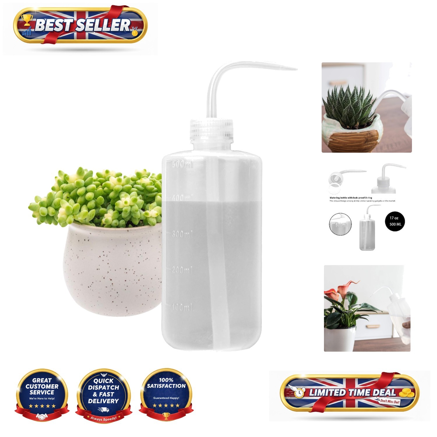 500ML Leak-Proof Watering Bottle for Indoor Plants & Succulents - Easy Squeeze!