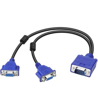 2 WAY DUAL SVGA MONITOR Y SPLITTER 15 PIN CABLE ADAPTER LAPTOP LEAD 2 to 1 PC