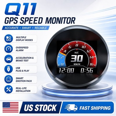 Digital GPS Speedometer HUD Car Head Up Display MPH KMH Emoji Overspeed Alarm