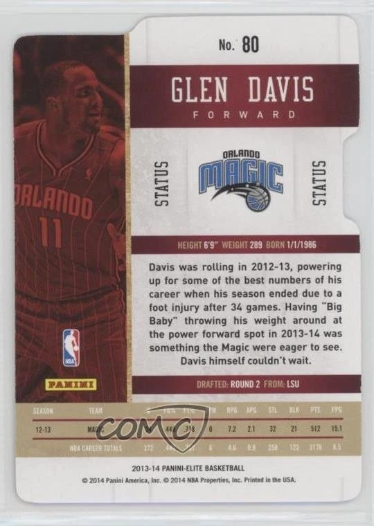 2013-14 Panini Elite Status Gold /24 Glen Davis #80 - Image 2 of 2