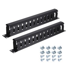 2 Pack 1U 19 Inch Cable Manager 12 Slot Horizontal Rack Mount Wire Management