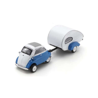 Bmw Isetta Con Caravan Blue 1955 Die Cast 1:87 Schuco Campers-Roulottes -D- Neu
