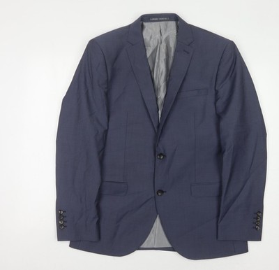 Next Herren Blazer blau Wolle, Größe 40, Regular Fit