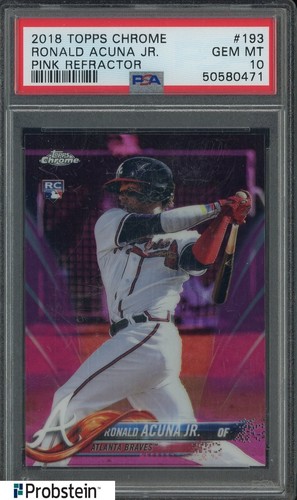 2018 Topps Chrome Pink Refractor #193 Ronald Acuna Jr Braves RC Rookie PSA 10