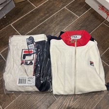 Fila Velour Track Suit Size XXL Top  Pants New White Navy Red Cima