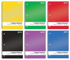 Better Office Products Spiral Notebooks 3-Subject, 6 Pack, College Rule, 120 ...
