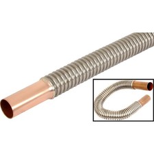 15mm Copper Flexi Hose Stainless Steel Braided 450mm Straight Connector