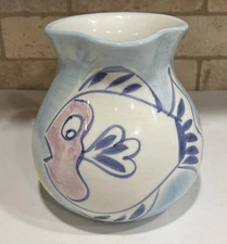 Belari Pitcher Tropical Fish Lemons  Handmade Hand Painted Italy 8” Ceramic