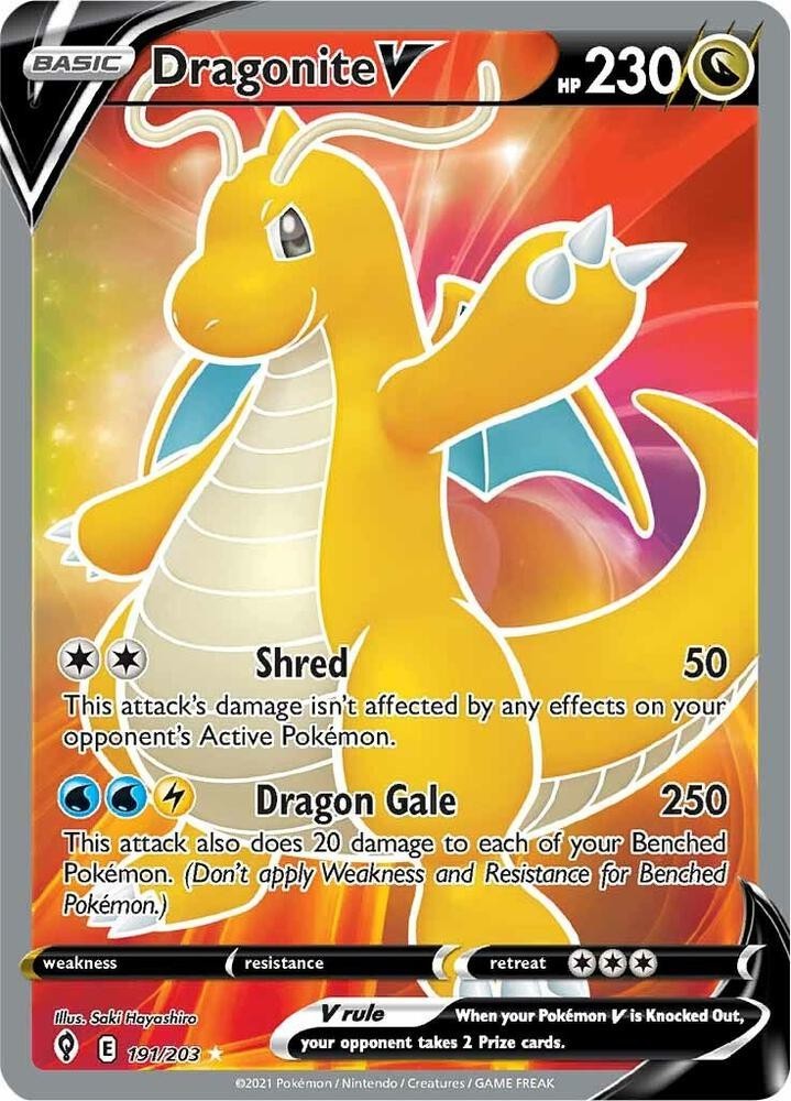 Dragonite V (Full Art) 191/203 SWSH07: Evolving Skies Holo NM
