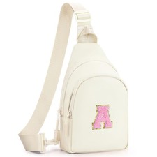 Gifts for Teen Girls Kids,Crossbody Initial Bag Purse Cream,A A