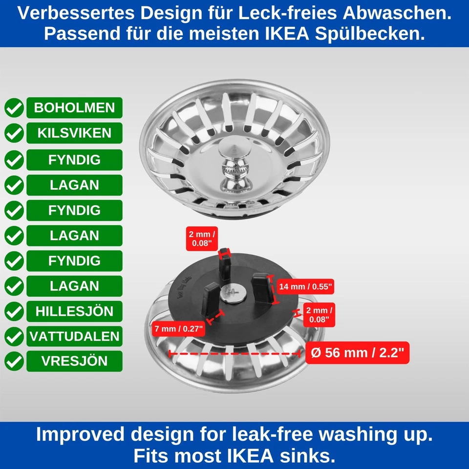 Spülbecken Siebkörbchen 1 Pack Ø 793 mm kompatibel mit IKEA Siphon ATLANT und... - Bild 4 von 4