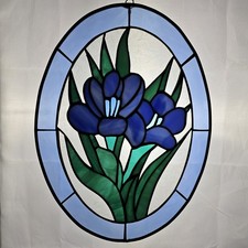 STAINED GLASS - Vintage Original Artisan Suncatcher Window Panel VTG Flower Art