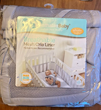 BreathableBaby Mesh Crib Liner Gray Bumper NEW