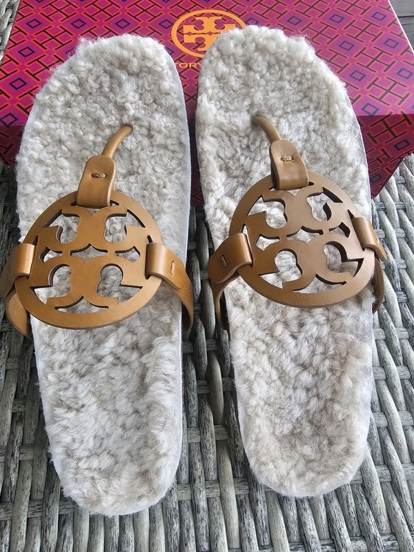 Tory Burch MILLER CLOUD Cork Shearling Caramel Size 9.5 (New in Box) $268