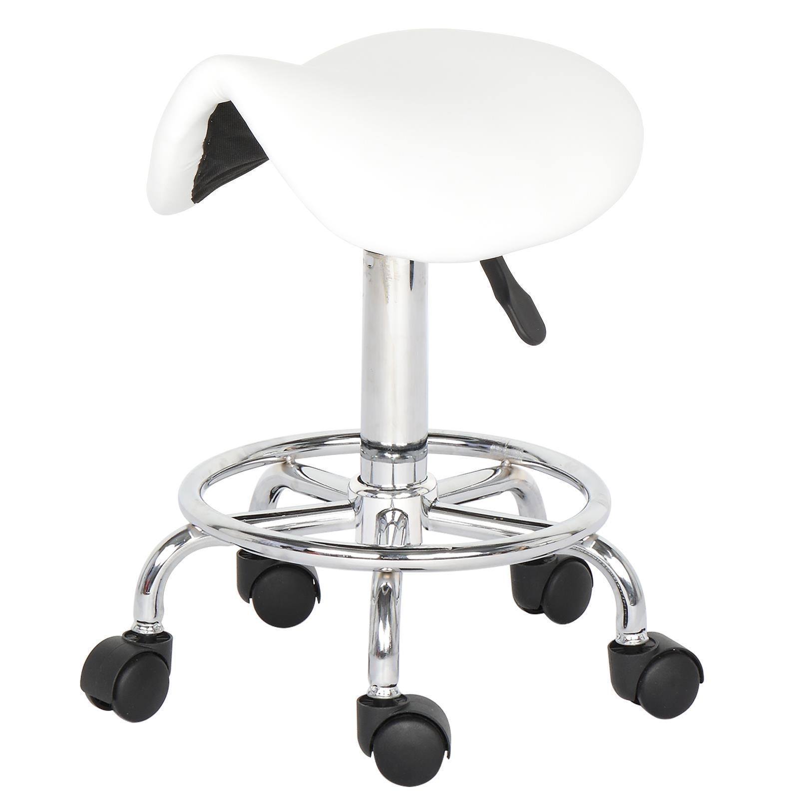 Saddle Rolling Stool Chair PU Leather Height Adjustable Salon Stool Swivel Chair
