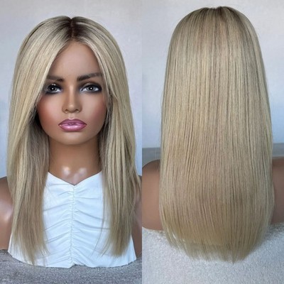 Straight Wigs Shoulder Shadow Root 100% Human Hair 13x4 Lace Front Wig for Women