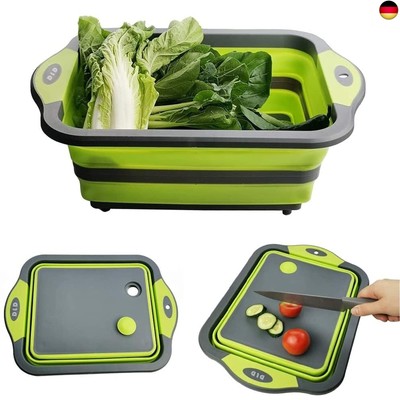 【Upgrade】D L D Collapsible Cutting Board with Colander Containers, Foldable Foo