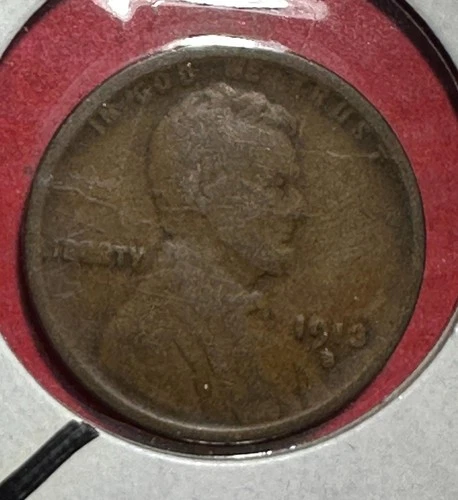 1913S US LINCOLN Cent! "San Francisco" Mint! Lower Mintage! VG+! Old US Coin!