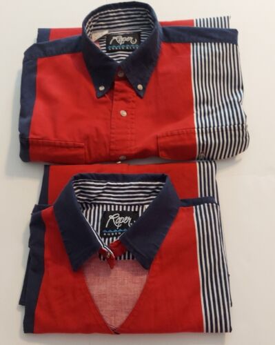 VTG His And Hers Red White Blue Roper Western Shir