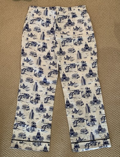 KATIE KIME Austin toile pajama set short sleeve top long pant cotton blue 2XL - 第 8/9 張圖片