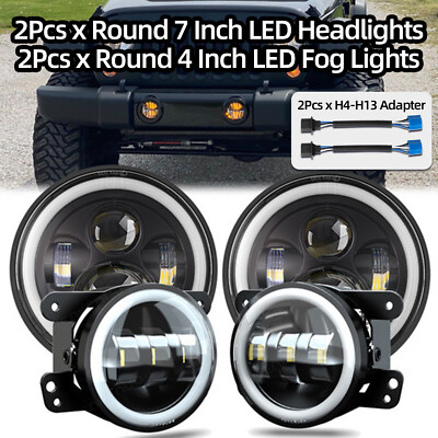7-inch LED Daytime Running Light and4-inch Fog Lamp Combo for Hummer H2 H3T06-10
