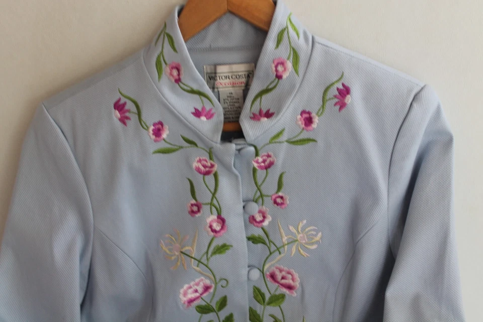 Jaqueta Feminina Vintage Victor Costa Ocasião Bordada Manga Longa XS - Imagem 2 de 4