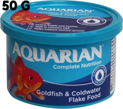 BRANDED AQUARIAN GOLDFISH FLAKE FOOD 50G FISH TANK AQUARIUM FLAKES GENUINE UK