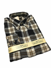 NWT Men  s Natural Issue Button Down Plaid Shirt, Woven Fabric, Brown,SZ Med.