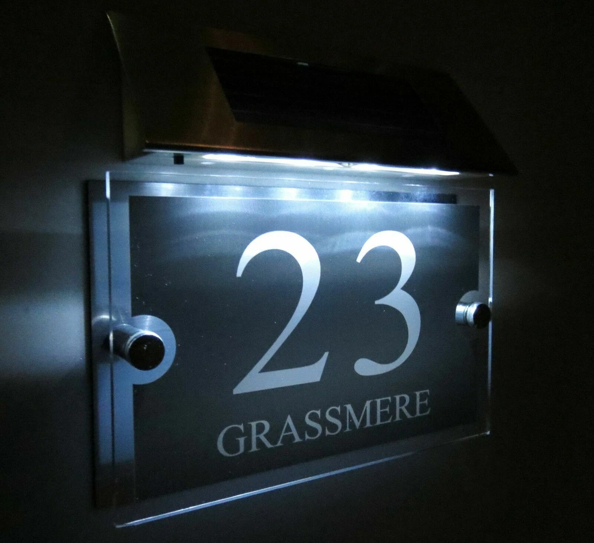 MODERN SOLAR LIGHT LED House Signs Plaques Door Numbers 1 9999 street Name