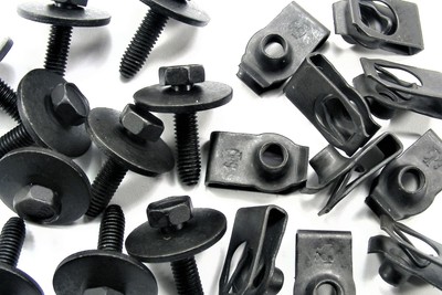 40-Pack M6-1.0 X 25mm Body Bolts & U-Nuts – 10mm Hex, Black Steel, Retro-Motive #1879