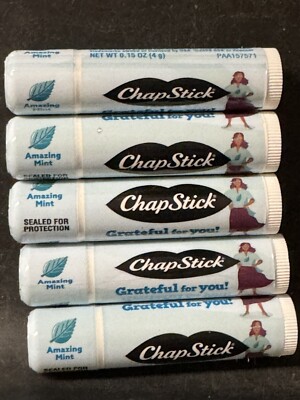 Lot Of 5 CHAPSTICK AMAZING MINT Flavor  Grateful For You!  Lip Balm New & Sealed
